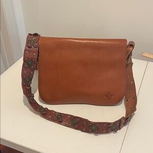 Patricia Nash Brown Leather Crossbody/Messenger Bag with Studded Strap western